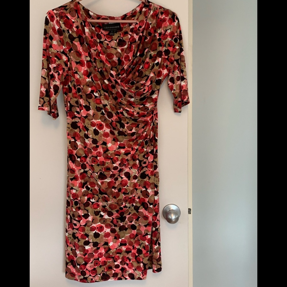 Flattering draped neck dress